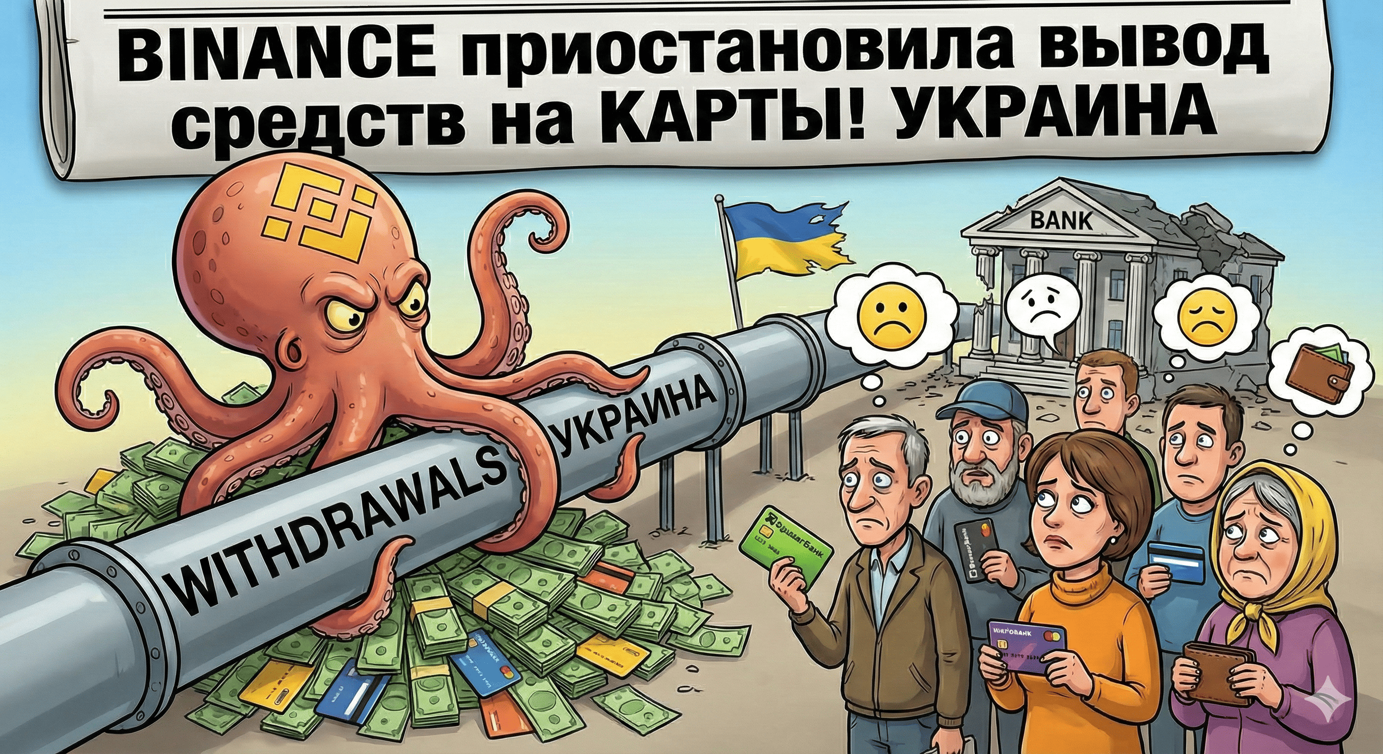 Binance приостановила вывод средств на банковские карты для пользователей из Украины